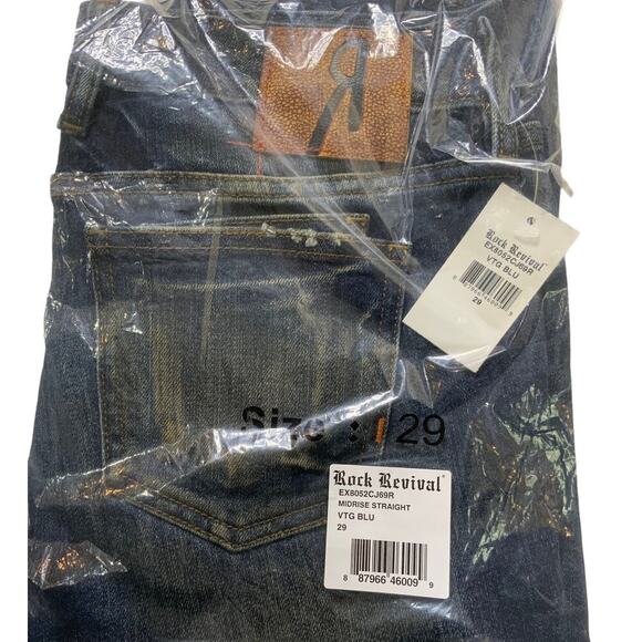 Remix By Rock Revival Jeans Women Size 29 Mid-Rise Straight Dark Wash Denim - Picture 12 of 13